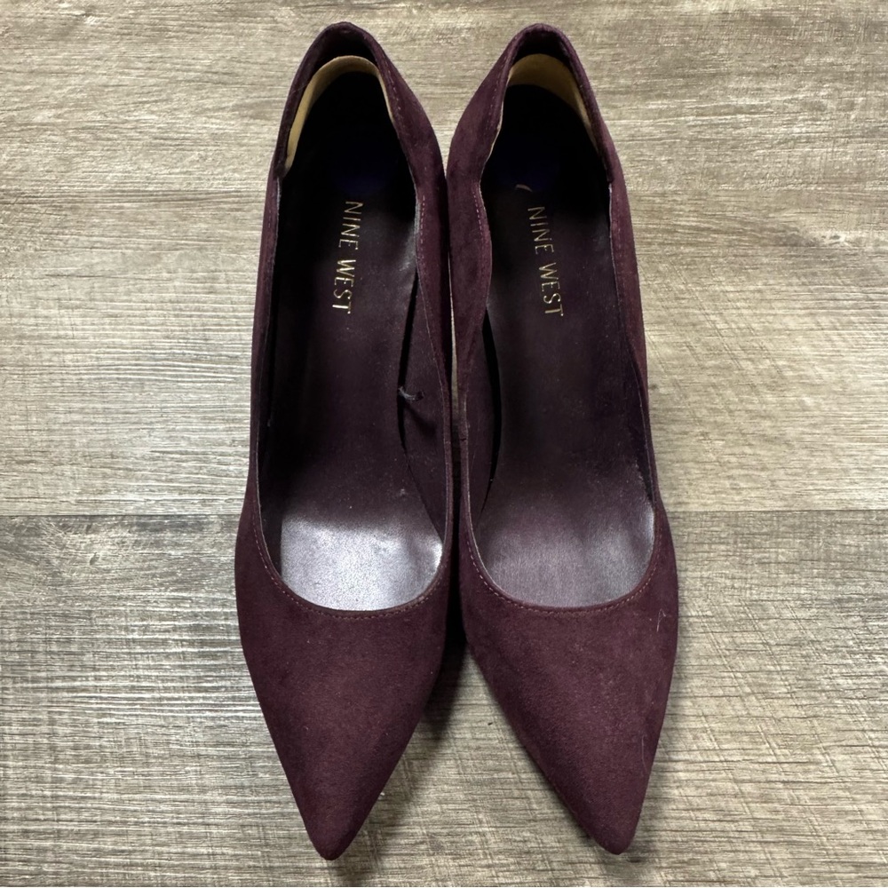 Nine West Burgundy Suede Pointed Toe Heels